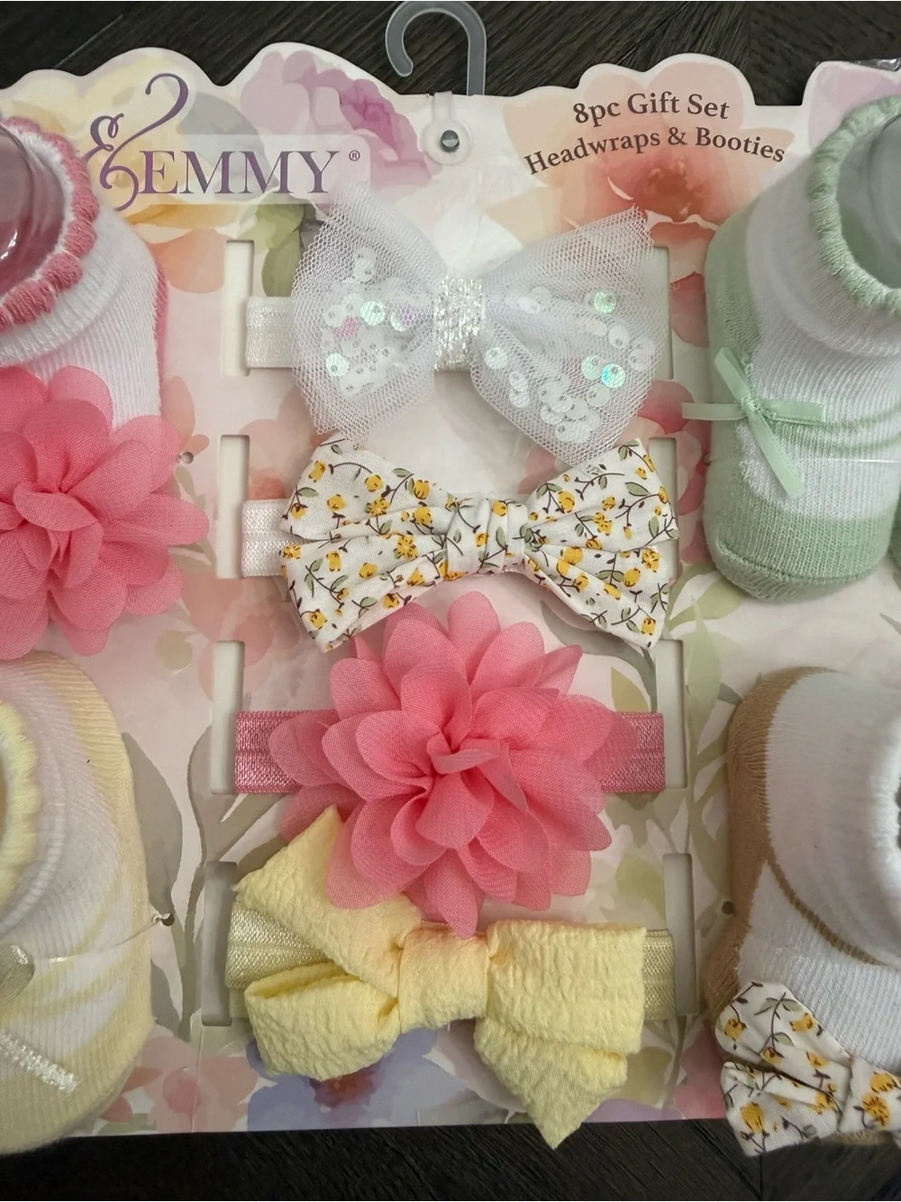 Baby Headband & Bootie Set - Pink, Yellow, Green, White